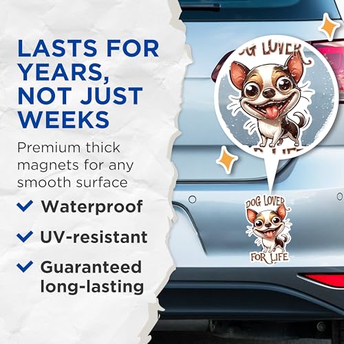 (2 Pack) Dog Lover for Life Magnets - Cute Dog Magnets - Pet Lover Fridge Magnets- 5" On Longest Side - for Fridges, Toolboxes, Cars - Made in USA - MAG2819