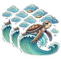 (3 Pack) Sea Turtle Decals - Ocean Wave - Laptop Stickers - 3 Inches On Longest Side - Easy Peel & Apply - Made in USA - 3MCS0105