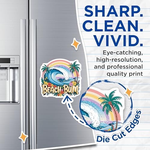 (2 Pack) Tropical Wave Decor Magnet - Colorful Surf Vibes - 5" On Longest Side - Sticks to Smooth Flat Surfaces - Made in USA - MAG9591