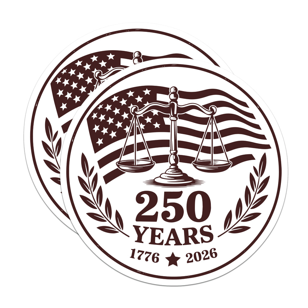 (2 Pack) 250 Years USA Magnets - American Justice Scales - Independence Day History Decor - Patriot Law Enthusiast - 5 Inches On Longest Side - Thick Durable Magnet - Made in USA - MAG39729