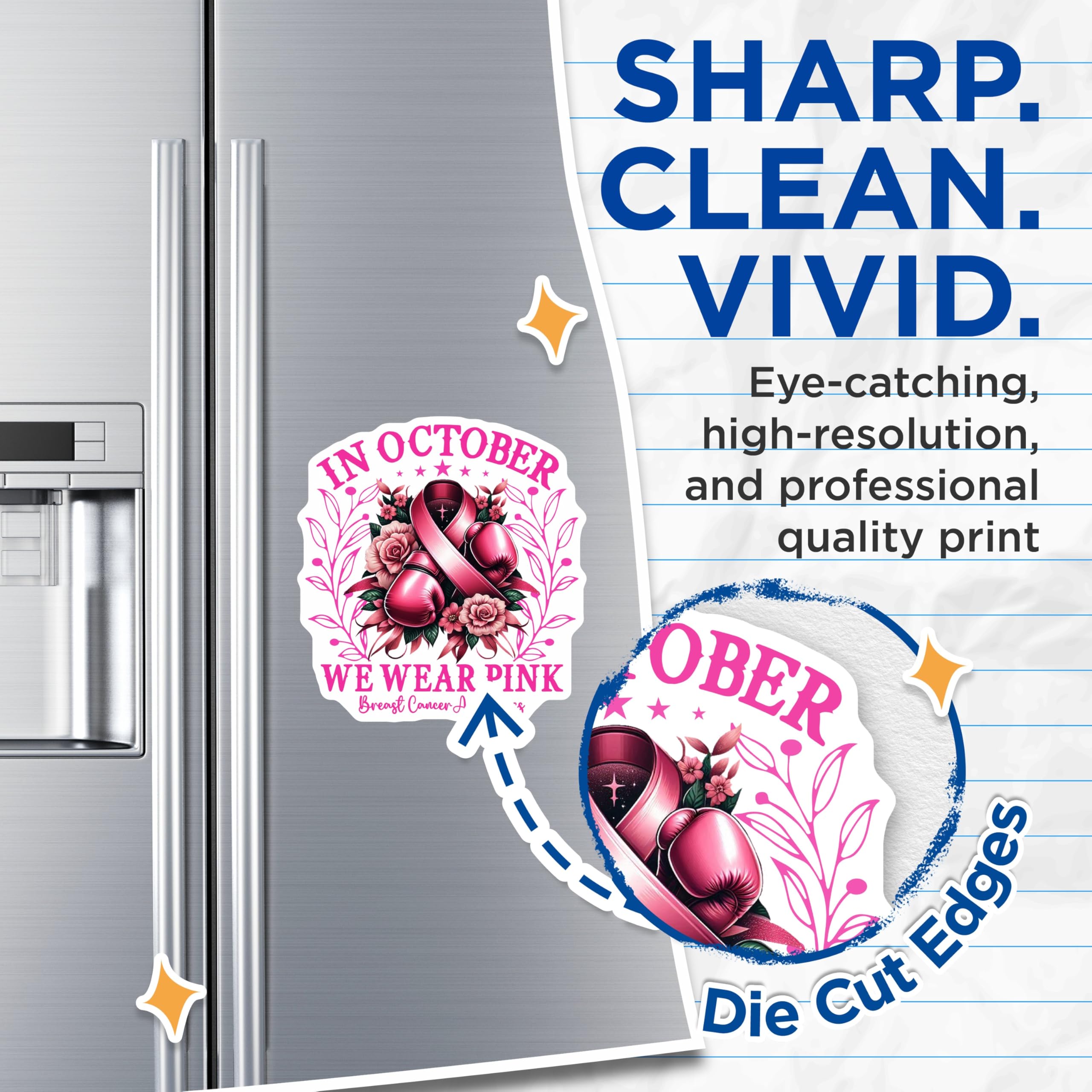 (2 Pack) Breast Cancer Awareness Magnets - Pink Ribbon Magnet - We Wear Pink Support - 5" On Longest Side - Premium Magnet - for Cars, Refrigerators, Toolboxes, Lockers - Made in USA - MAG16905