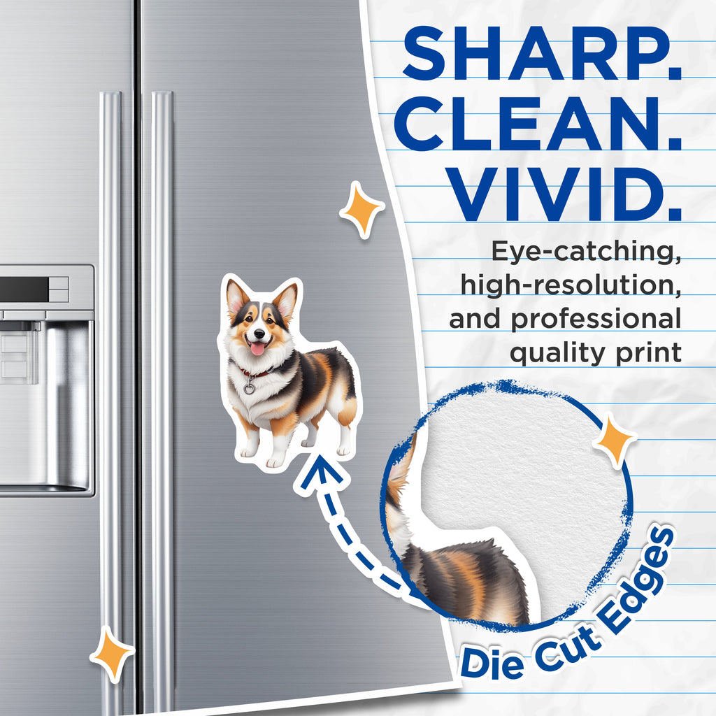 (2 Pack) Happy Corgi Dog Magnets - Pet Lover Fridge Decor - Pembroke Welsh Corgi - Dog Mom Dad Kitchen Accessory - Cute Puppy Magnet - 5" - Durable Magnet - Made in USA - MAG37439