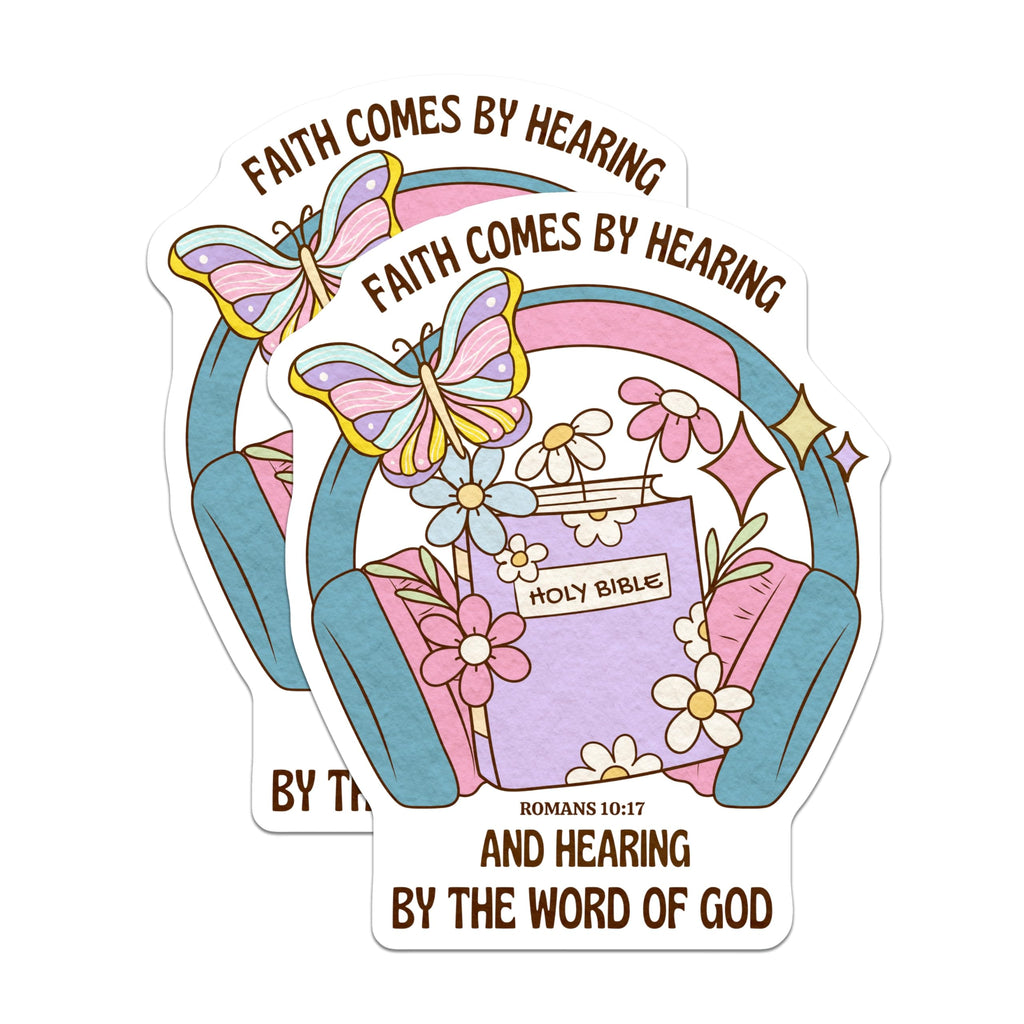 (2 Pack) Bible Verse Magnets - Faith and Hearing Magnet - Christian Scripture Magnet - 5" On Longest Side - Premium Magnet - for Cars, Refrigerators, Toolboxes, Lockers - Made in USA - MAG14344