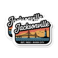 (2 Pack) Jacksonville Florida Magnets - River City Travel Souvenir - Iconic Bridge Lighthouse Art - 5 Inches On Longest Side - Thick Durable Magnet - Made in USA - MAG19321
