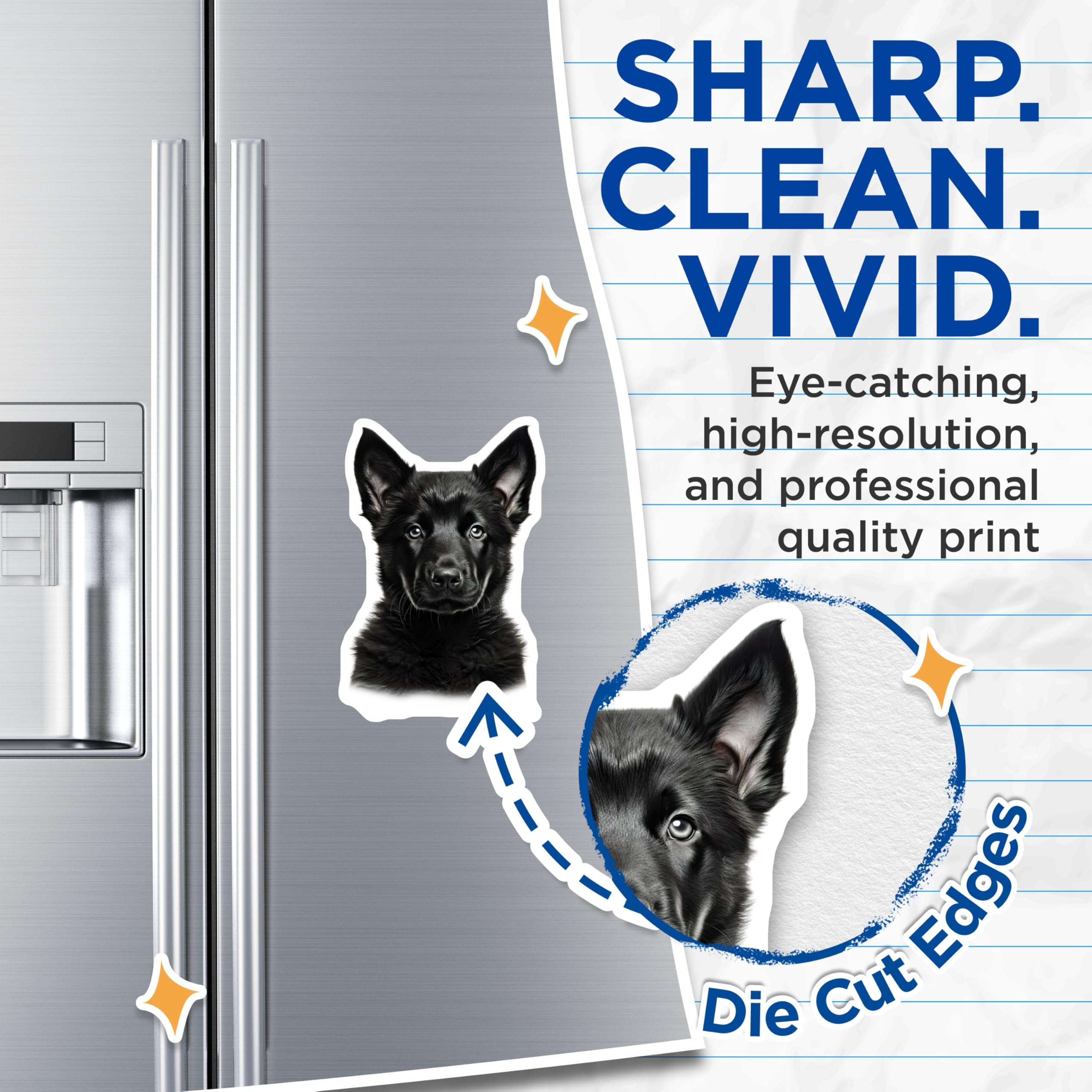 (2 Pack) Black German Shepherd Puppy Magnets - Cute Dog Lover Home Decor - Dog Mom Dad Locker Decor - 5 Inches On Longest Side - Thick Durable Magnet - Made in USA - MAG29036