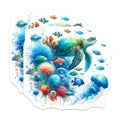 (2 Pack) Sea Turtle Magnets - Clownfish Decor - Ocean Life Art - 5" On Longest Side - Premium Magnet - for Cars, Refrigerators, Toolboxes, Lockers - Made in USA - MAG15576