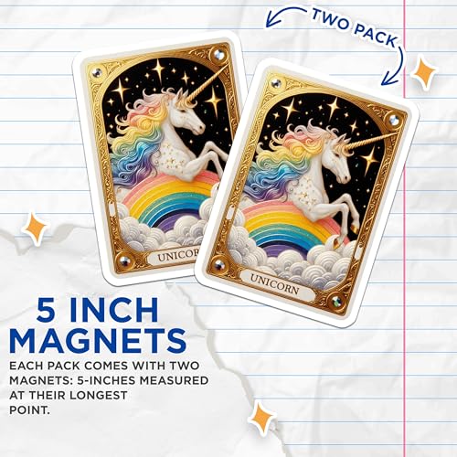 (2 Pack) Fantasy Wall Decor Magnet - Magical Rainbow Unicorns - 5" On Longest Side - Sticks to Smooth Flat Surfaces - Made in USA - MAG10154