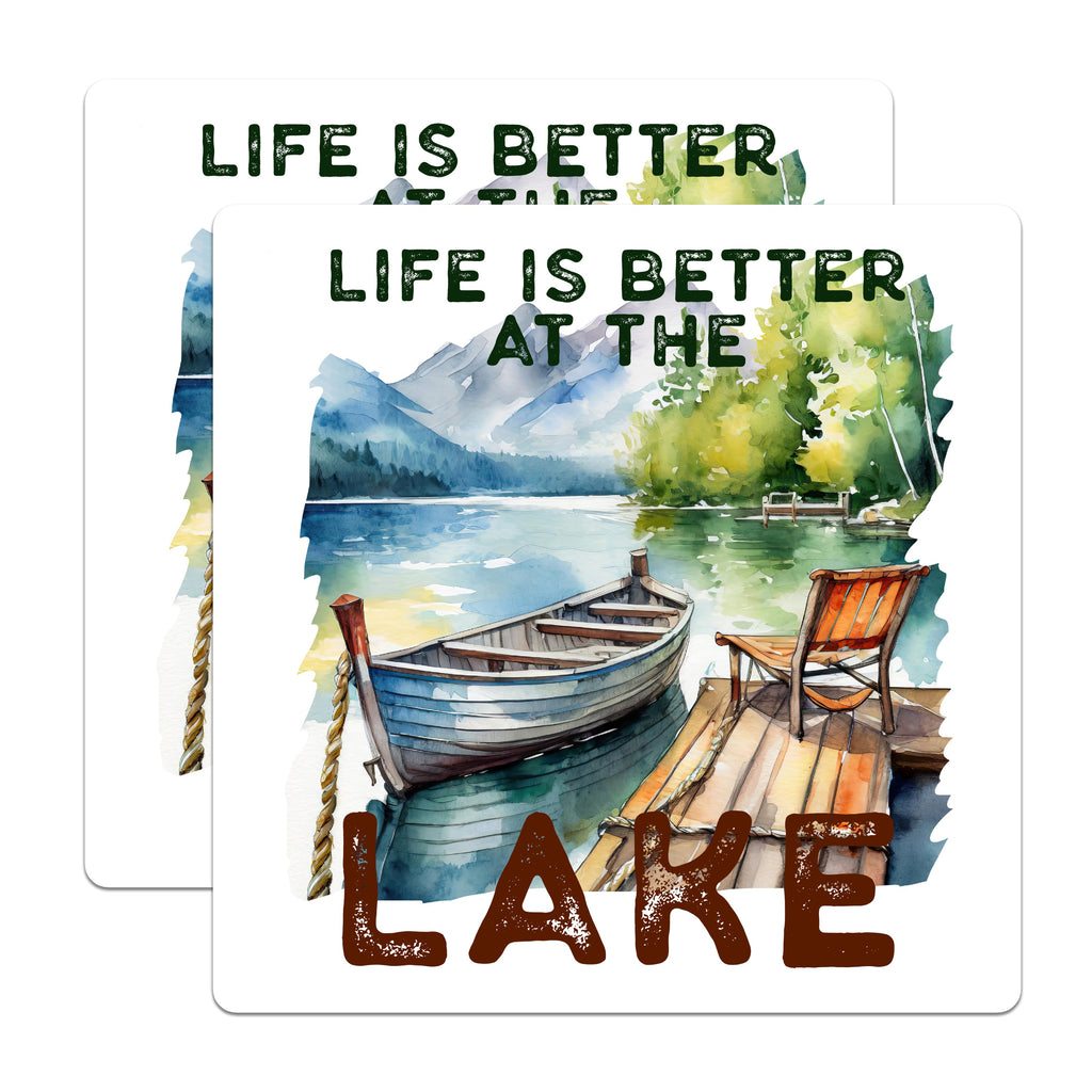 (2 Pack) Life is Better Lake Magnets - Rustic Cabin Decor - Nature Lover Fridge - Outdoorsy Aesthetic Art - 5 Inches On Longest Side - Thick Durable Magnet - Made in USA - MAG38057