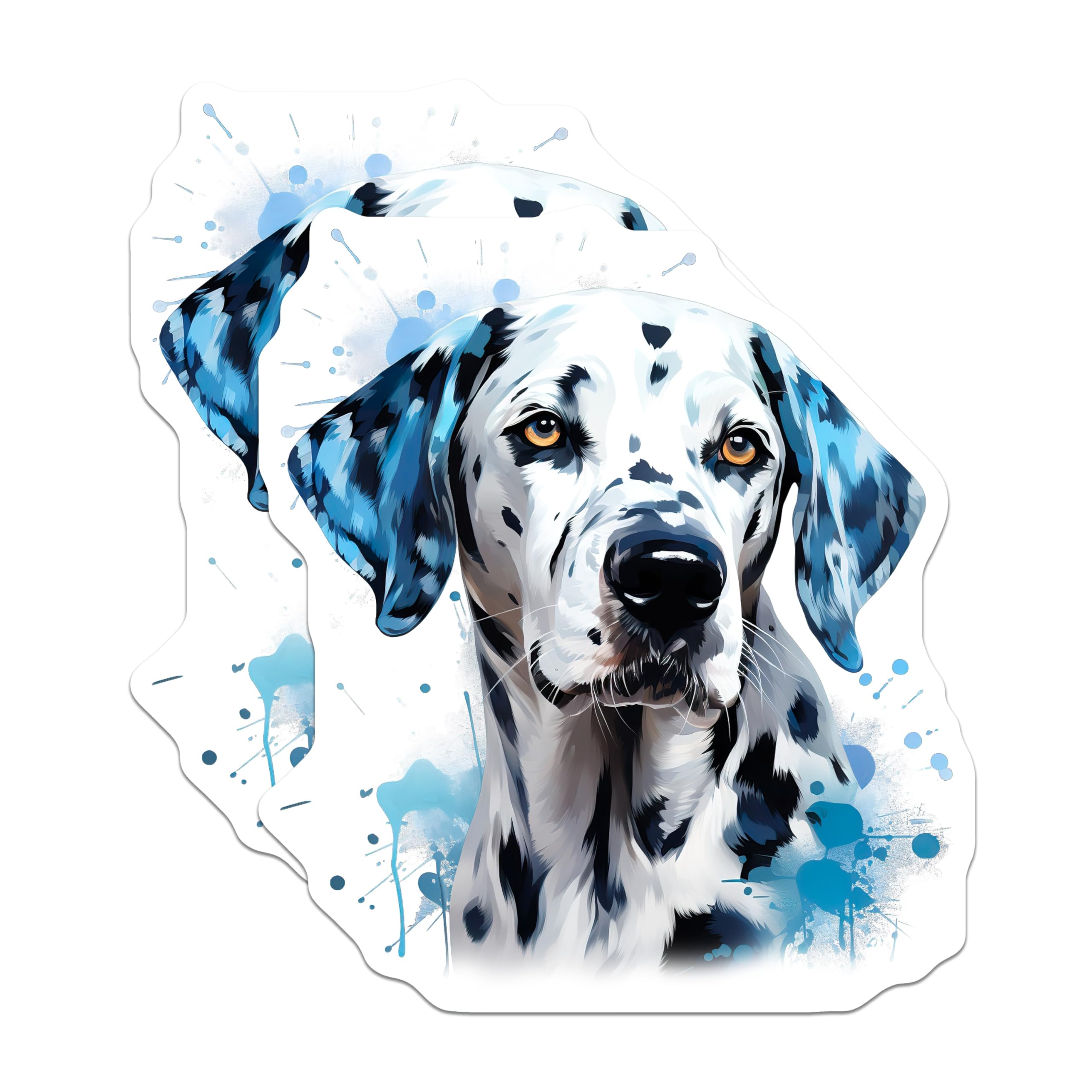 (2 Pack) Dalmatian Dog Magnets - Artistic Blue Splatter Design - Canine Pet Fridge Decor - 5 Inches On Longest Side - Thick Durable Magnet - Made in USA - MAG24305