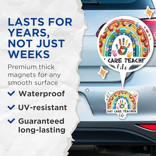 (2 Pack) Day Care Teacher Life Magnets - Teacher Appreciation - 5" On Longest Side - for Cars, Fridges, Toolboxes - Made in USA - MAG8048