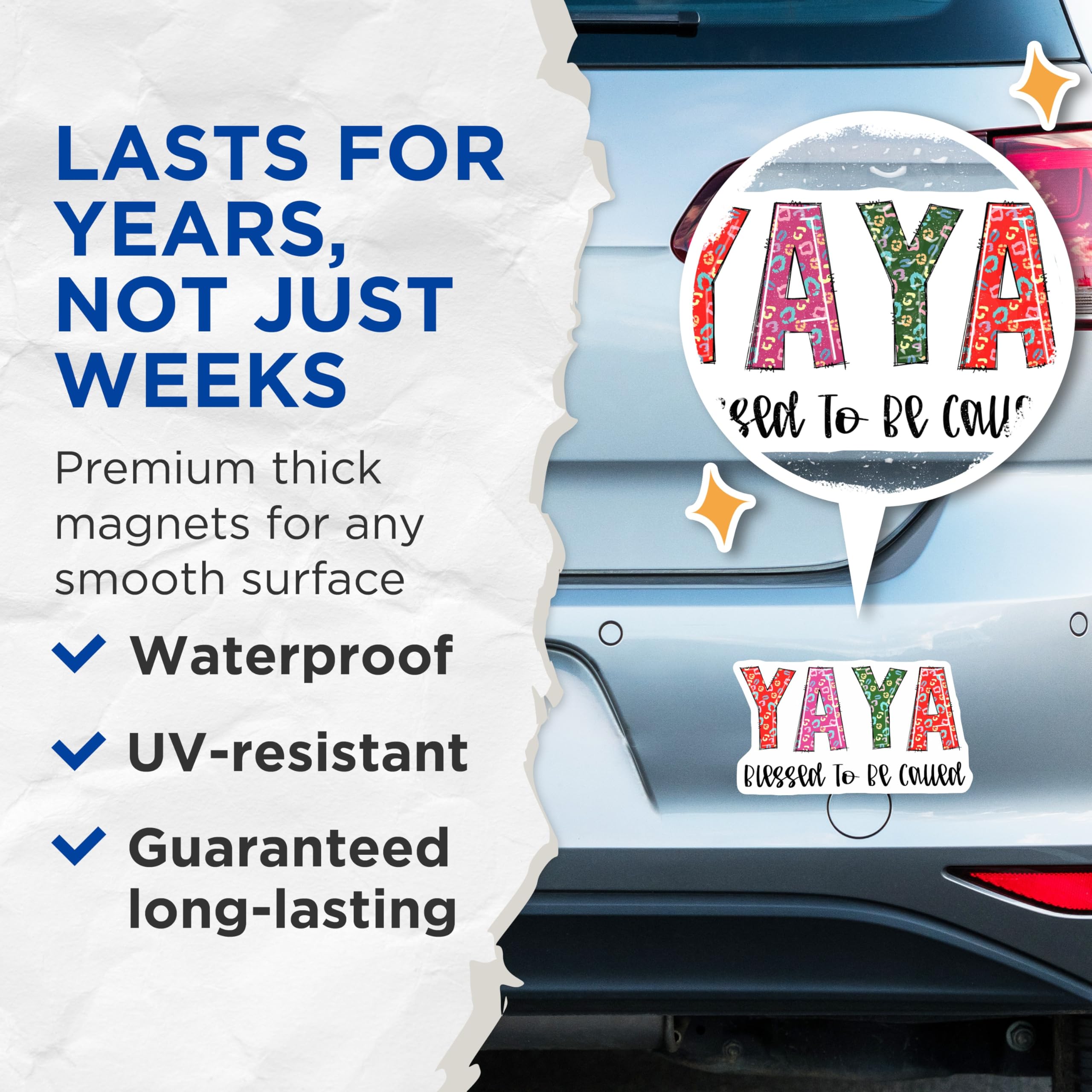(2 Pack) Yaya Magnets - Blessed to Be Called - Colorful Leopard Print Refrigerator Magnets - 5" On Longest Side - Premium Magnet - for Cars, Refrigerators, Toolboxes, Lockers - Made in USA - MAG15441