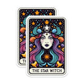 (2 Pack) The Star Witch Stickers - Tarot Card Stickers - Mystical Witch Stickers - 5" On Longest Side - Sticks to Smooth Flat Surfaces - Made in USA - BMCS5504
