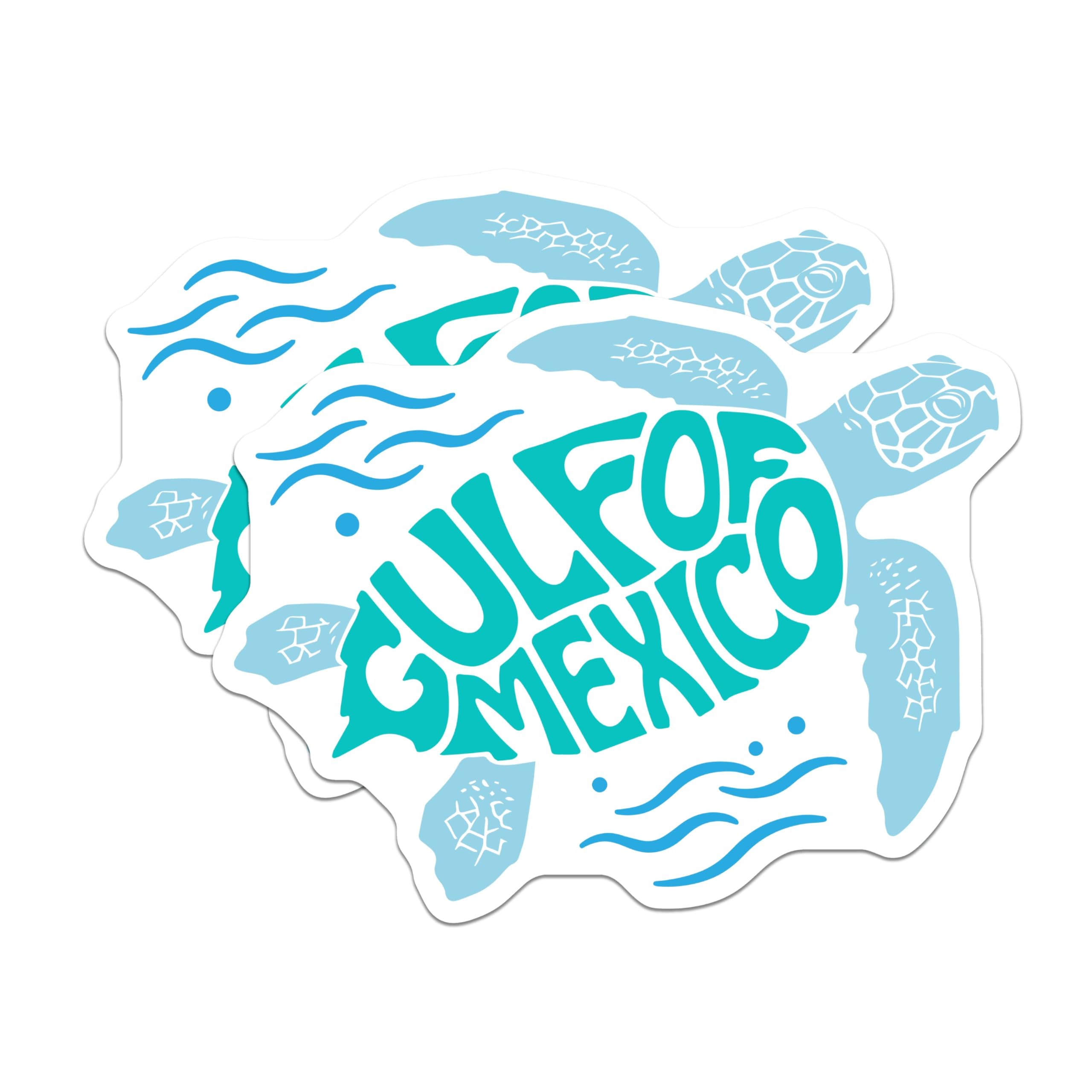 (2 Pack) Gulf of Mexico Magnets - Sea Turtle Souvenir - Coastal Decor Fridge Magnets - 5" On Longest Side - Premium Magnet - for Cars, Refrigerators, Toolboxes, Lockers - Made in USA - MAG18225