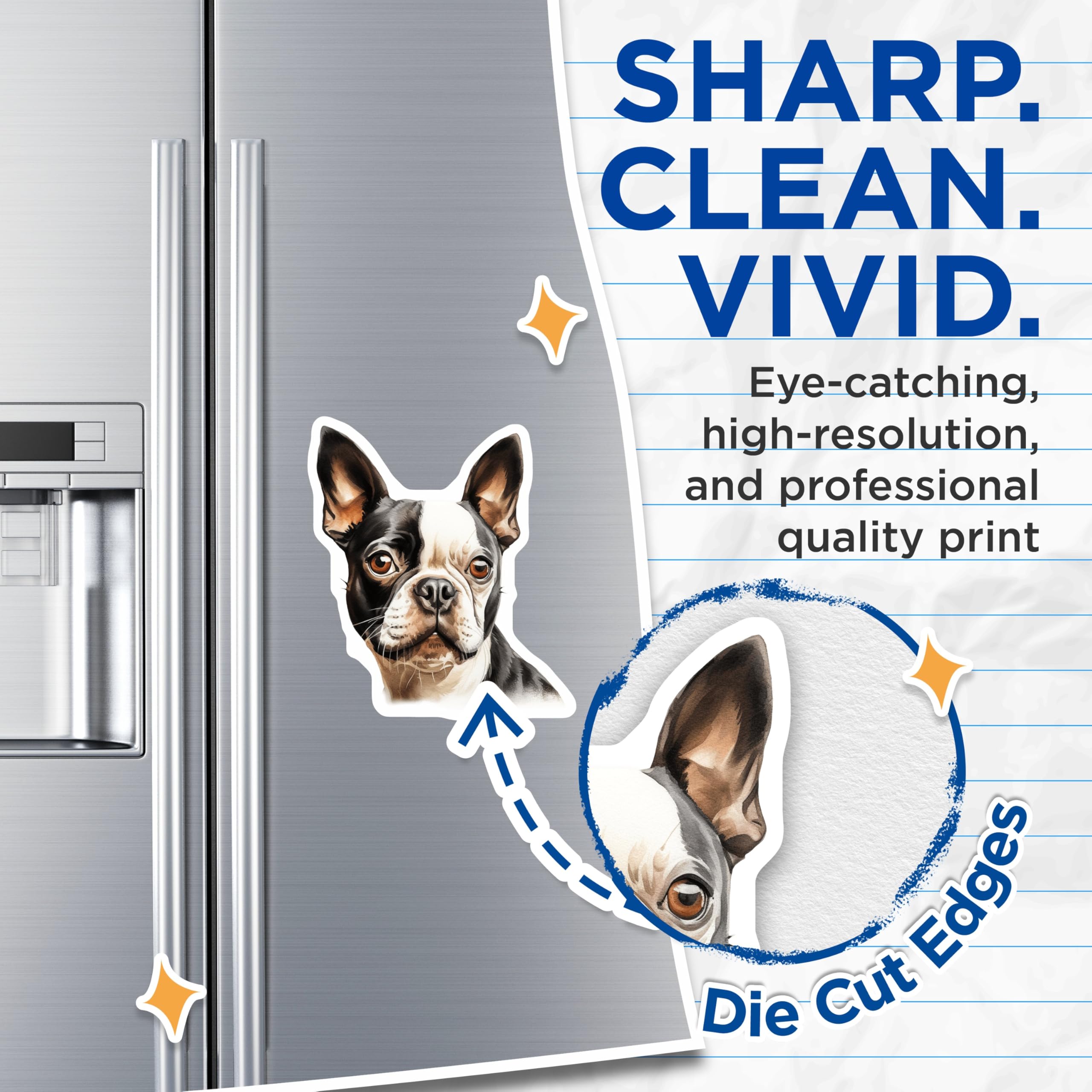 (2 Pack) Boston Terrier Magnets - Dog Mom Aesthetic - Pet Owner Decor for Fridge - 5 Inches On Longest Side - Thick Durable Magnet - Made in USA - MAG26968