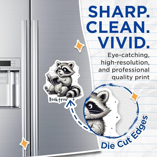 (2 Pack) Booktrovert Magnets - Cute Raccoon Art Magnets - Reading Enthusiast Decor - 5" On Longest Side - for Cars, Fridges, Toolboxes - Made in USA - MAG6867