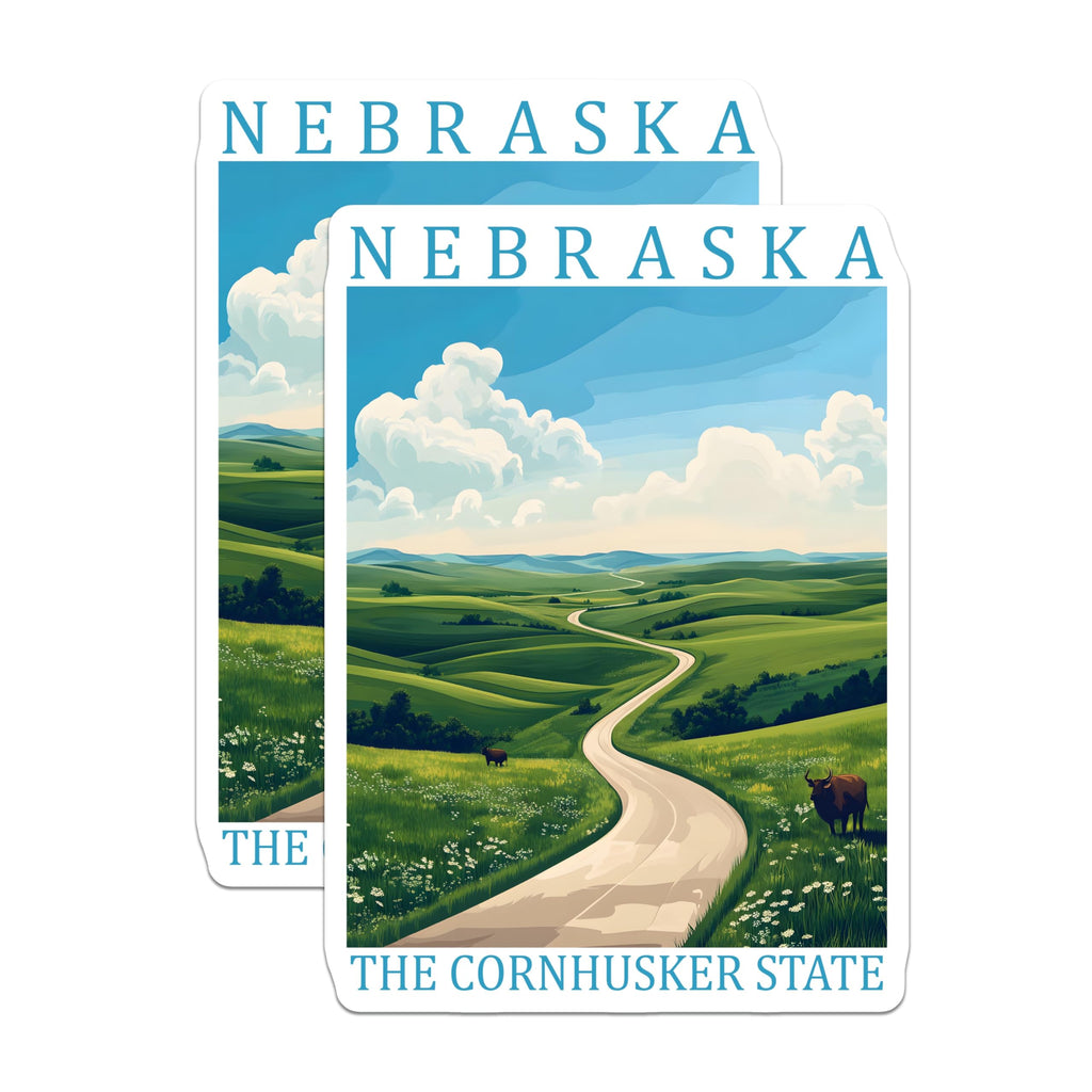 (2 Pack) Nebraska Magnets - Cornhusker State - Travel Souvenir - Retro Art Fridge Magnets - 5" On Longest Side - Premium Magnet - for Cars, Refrigerators, Toolboxes, Lockers - Made in USA - MAG18248
