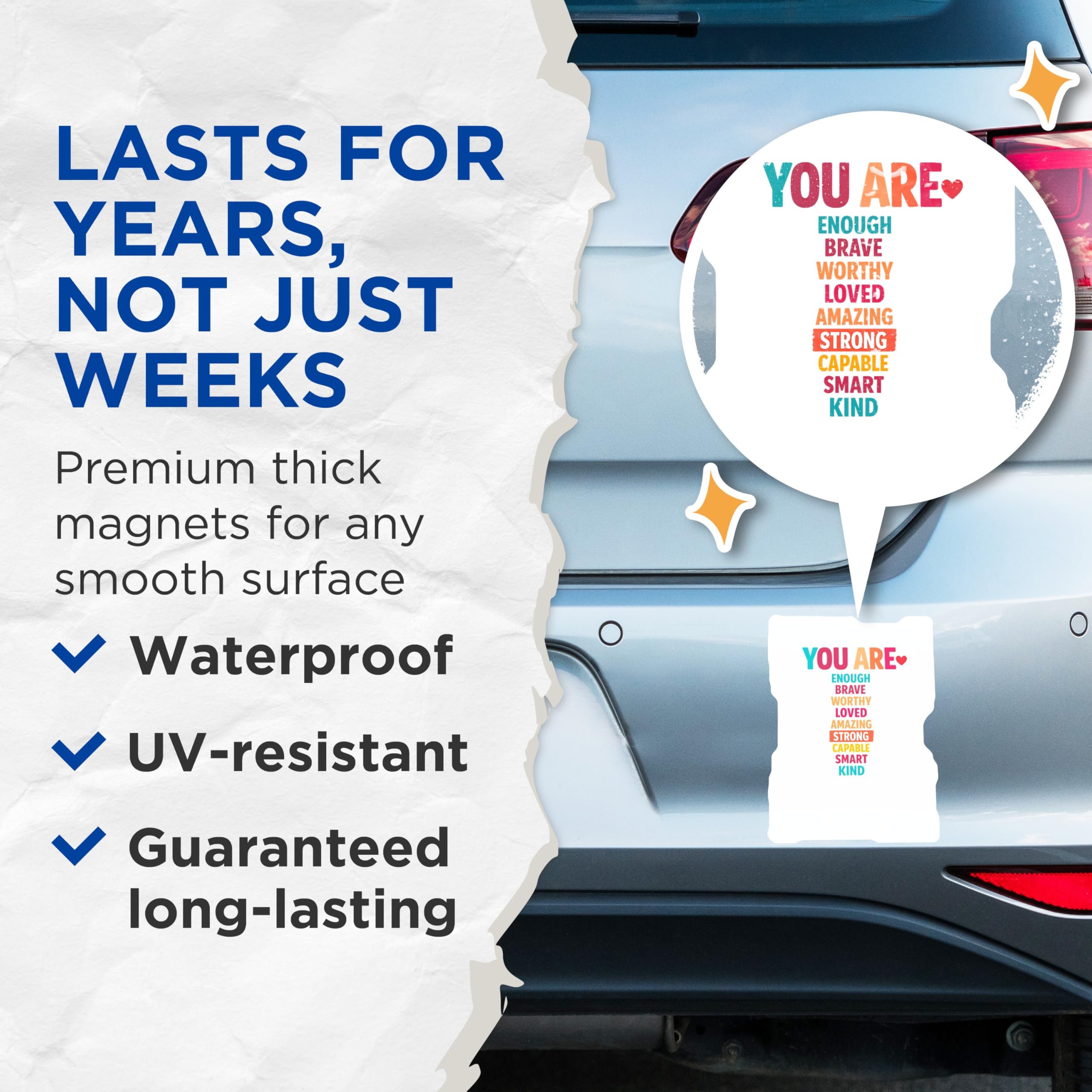 (2 Pack) You are Enough Magnets - Motivational Quote - Inspirational Affirmation - Positive Self Love Reminder - 5 Inches On Longest Side - Thick Durable Magnet - Made in USA - MAG22771