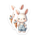 (2 Pack) Adorable Bunny Magnets - Sweet Ice Cream Rabbit Decor - Kawaii Kitchen Refrigerator Locker Appliance Accessory - 5 Inches On Longest Side - Thick Durable Magnet - Made in USA - MAG20784