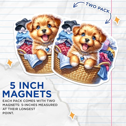 (2 Pack) Dog Lovers Magnet - Adorable Art Decor for Home - 5" On Longest Side - Sticks to Smooth Flat Surfaces - Made in USA - MAG9415