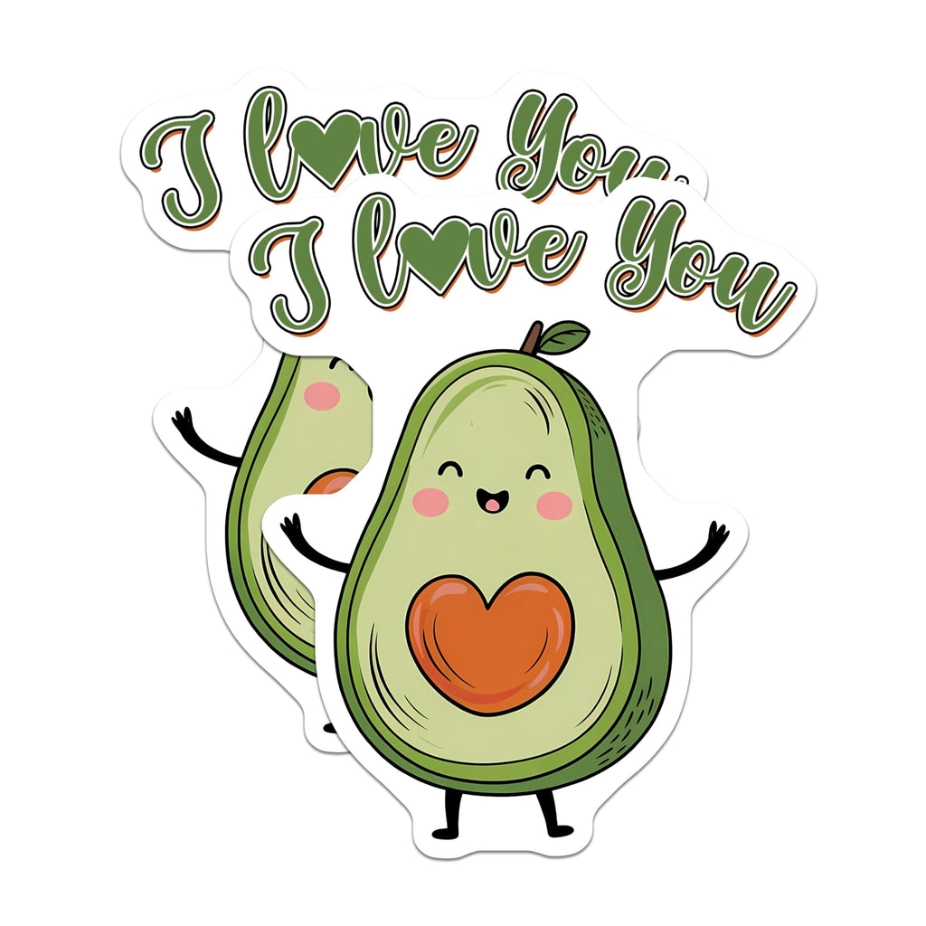 (2 Pack) I Love You Avocado Stickers - 5" On Longest Side - Sticks to Smooth Flat Surfaces - Made in USA - BMCS8379 - BMCS8379