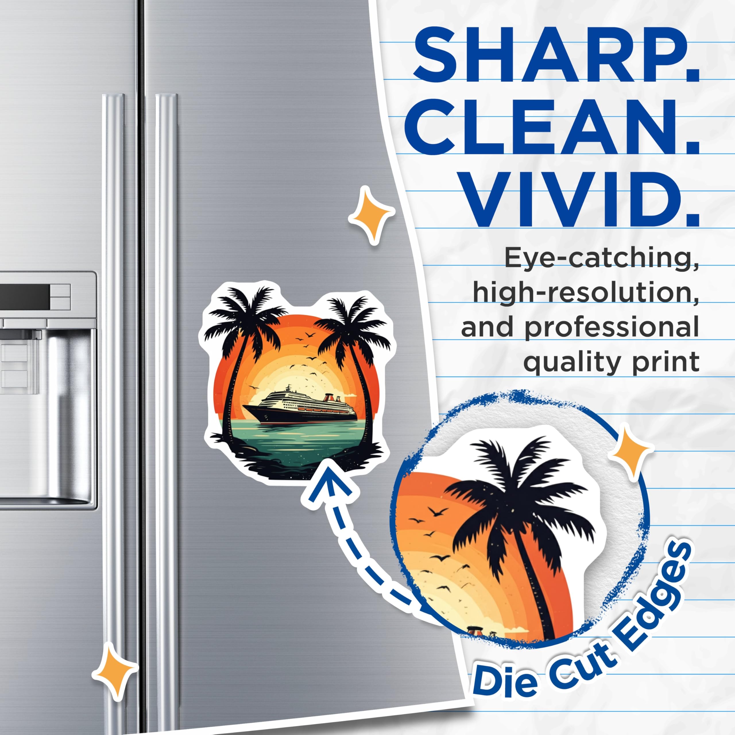(2 Pack) Cruise Ship Magnets - Tropical Palm Tree Cruise Vacation Reminders - 5" On Longest Side - Premium Magnet - for Cars, Refrigerators, Toolboxes, Lockers - Made in USA - MAG16466