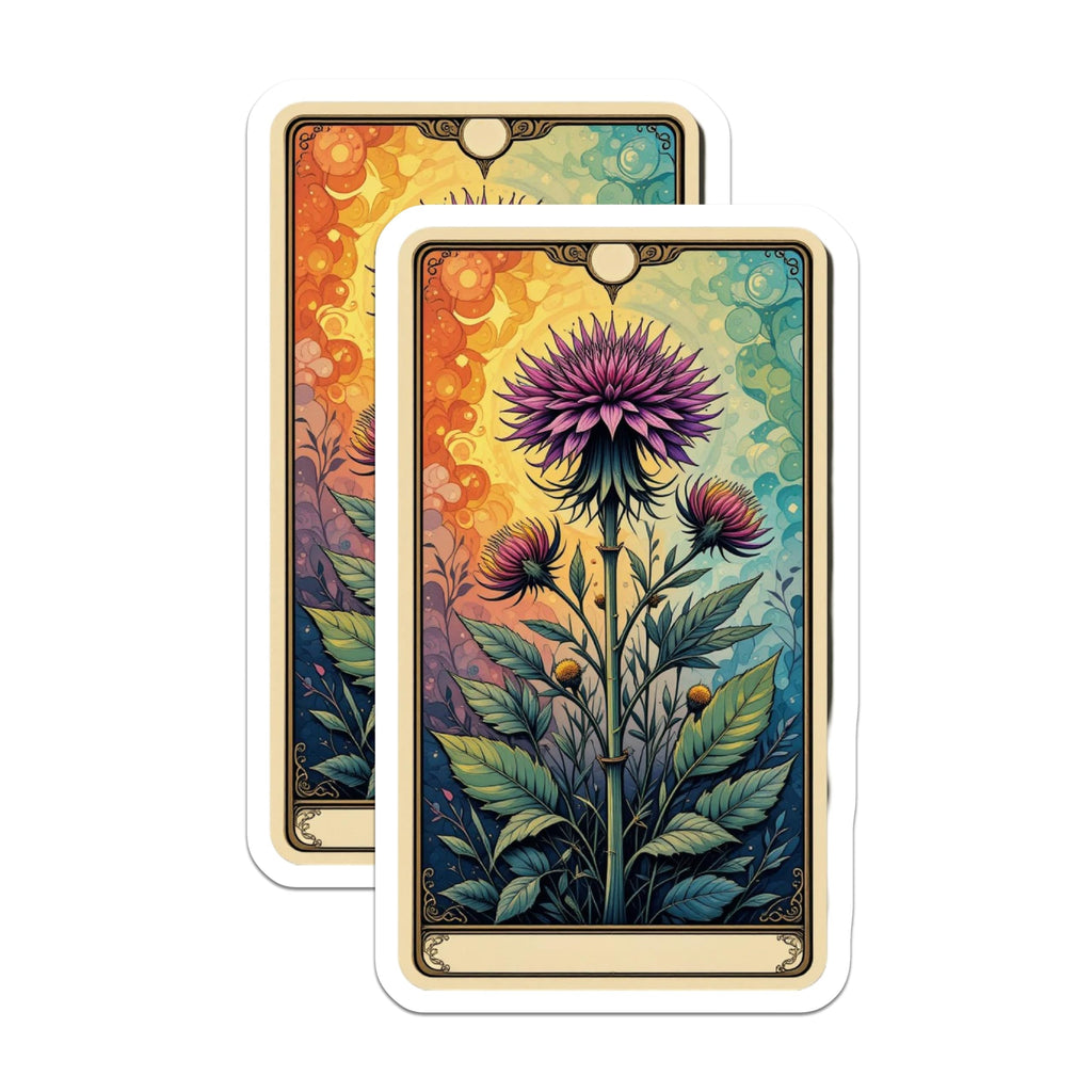 (2 Pack) Botanical Thistle Magnets - Vibrant Floral Art - Mystical Home Decor - 5 Inches On Longest Side - Thick Durable Magnet - Made in USA - MAG22324