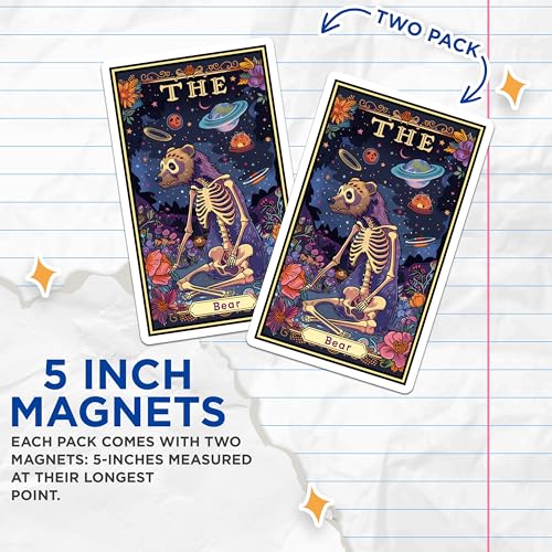 (2 Pack) The Bear Skeleton Magnets - Fantasy Animal - Tarot Inspired Art - 5" On Longest Side - for Cars, Fridges, Toolboxes - Made in USA - MAG3708