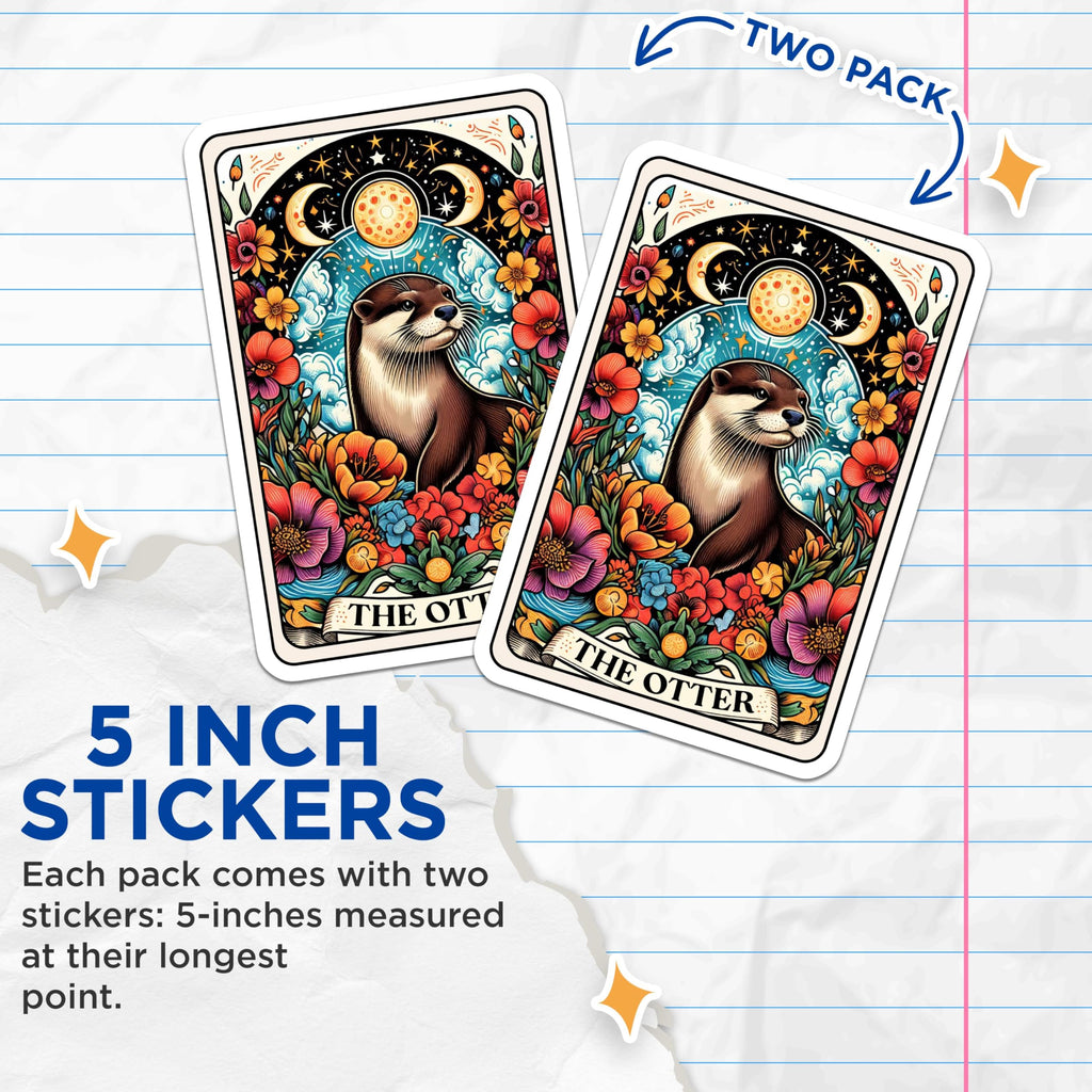 (2 Pack) Otter Stickers - Animal Art Stickers - Vibrant Wildlife Stickers - 5" On Longest Side - Sticks to Smooth Flat Surfaces - Made in USA - BMCS4477