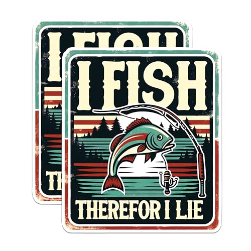 (2 Pack) I Fish Therefore I Lie Magnets - Humorous Fisherman Decor - Fishing Enthusiast - 5" On Longest Side - for Fridges, Toolboxes, Cars - Made in USA - MAG2611