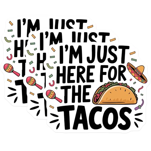 (3 Pack) Taco Lover Decals - Funny Food Decals - Cinco De Mayo Decal - 3 Inches On Longest Side - Easy Peel & Apply - Made in USA - 3MCS4402