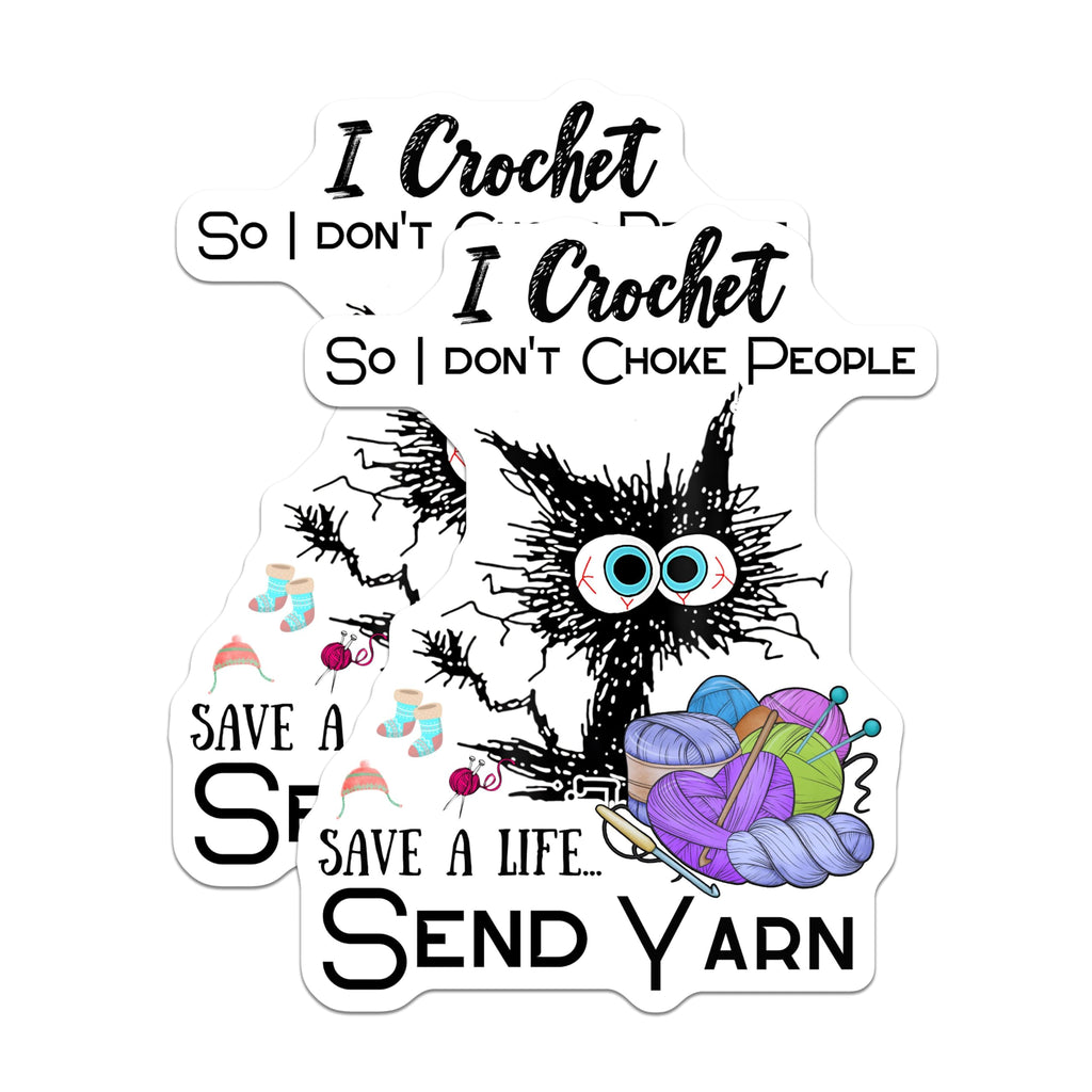 (2 Pack) I Crochet Magnets - Funny Crochet Humor Magnets - Save A Life Send Yarn Magnets - 5" On Longest Side - for Cars, Refrigerators, Toolboxes, Lockers - Made in USA BMCS3378