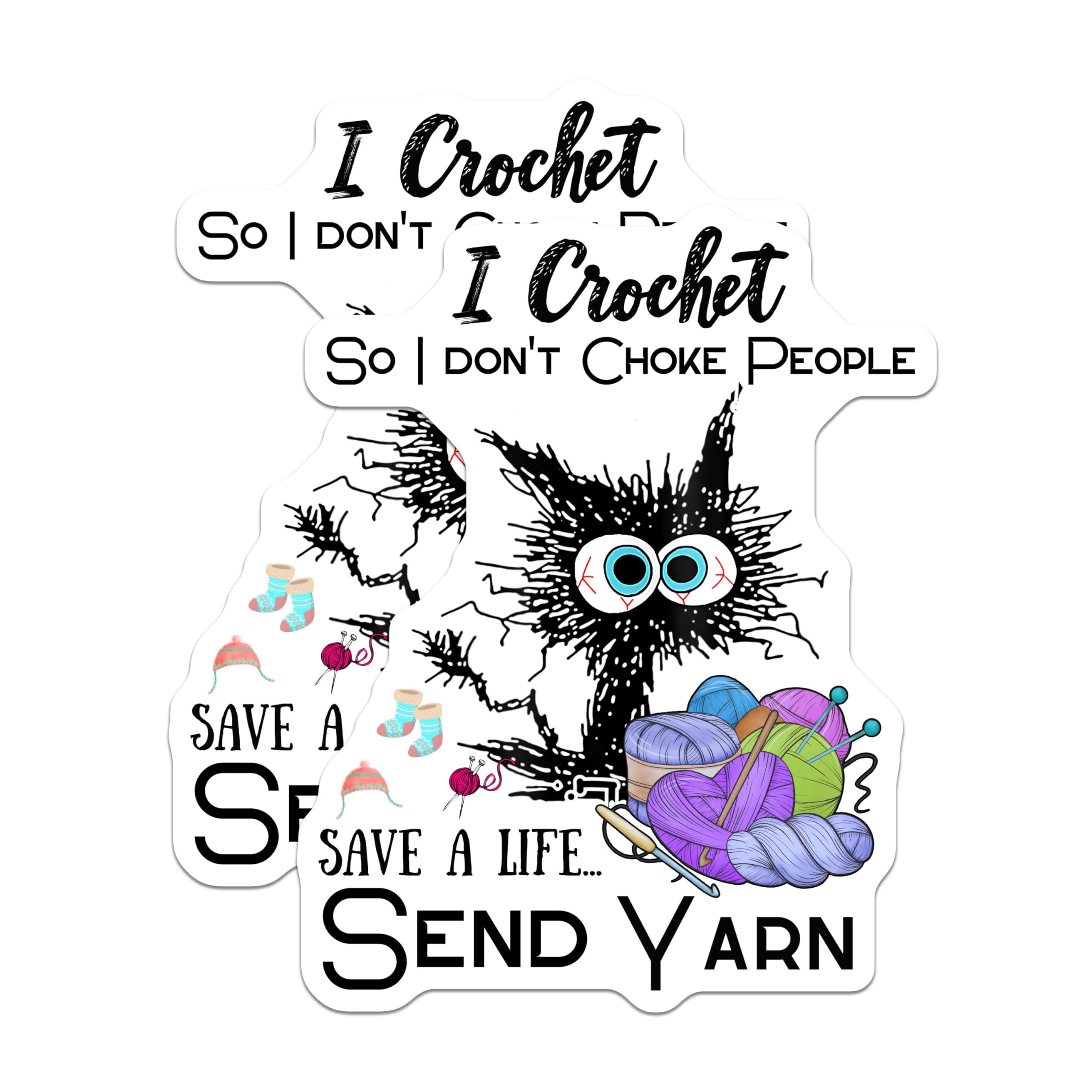 (2 Pack) I Crochet Magnets - Funny Crochet Humor Magnets - Save A Life Send Yarn Magnets - 5" On Longest Side - for Cars, Refrigerators, Toolboxes, Lockers - Made in USA BMCS3378
