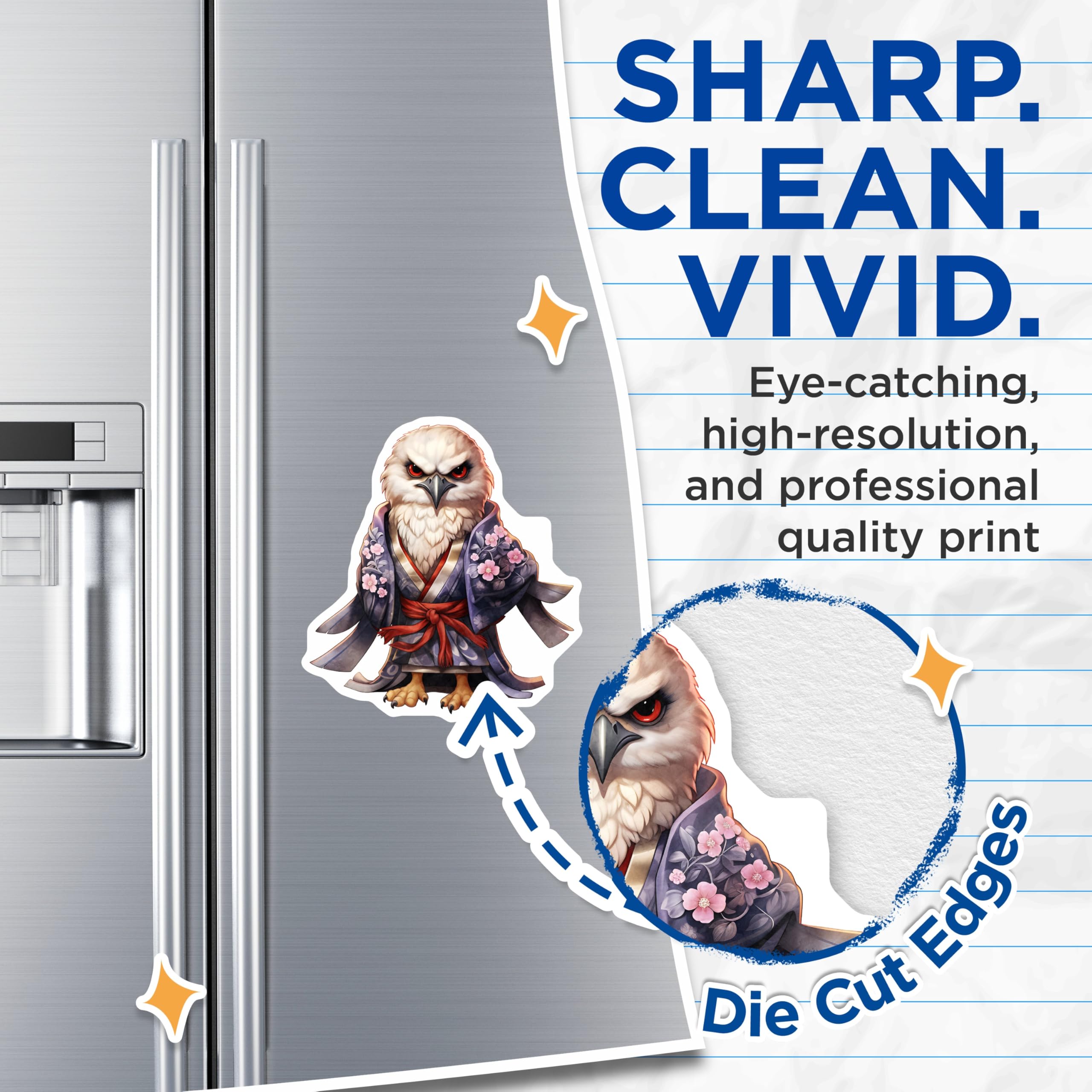 (2 Pack) Eagle Magnets - Kimono Bird - Anime Decor - 5" On Longest Side - Premium Magnet - for Cars, Refrigerators, Toolboxes, Lockers - Made in USA - MAG17058