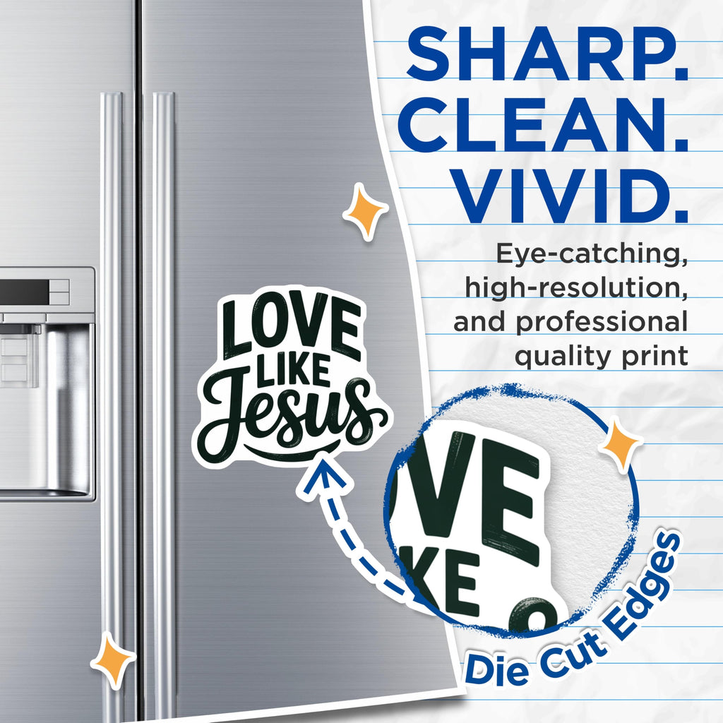(2 Pack) Christian Magnets - Love Like Jesus Quote - Inspirational Refrigerator Decor - 5 Inches On Longest Side - Thick Durable Magnet - Made in USA - MAG19707