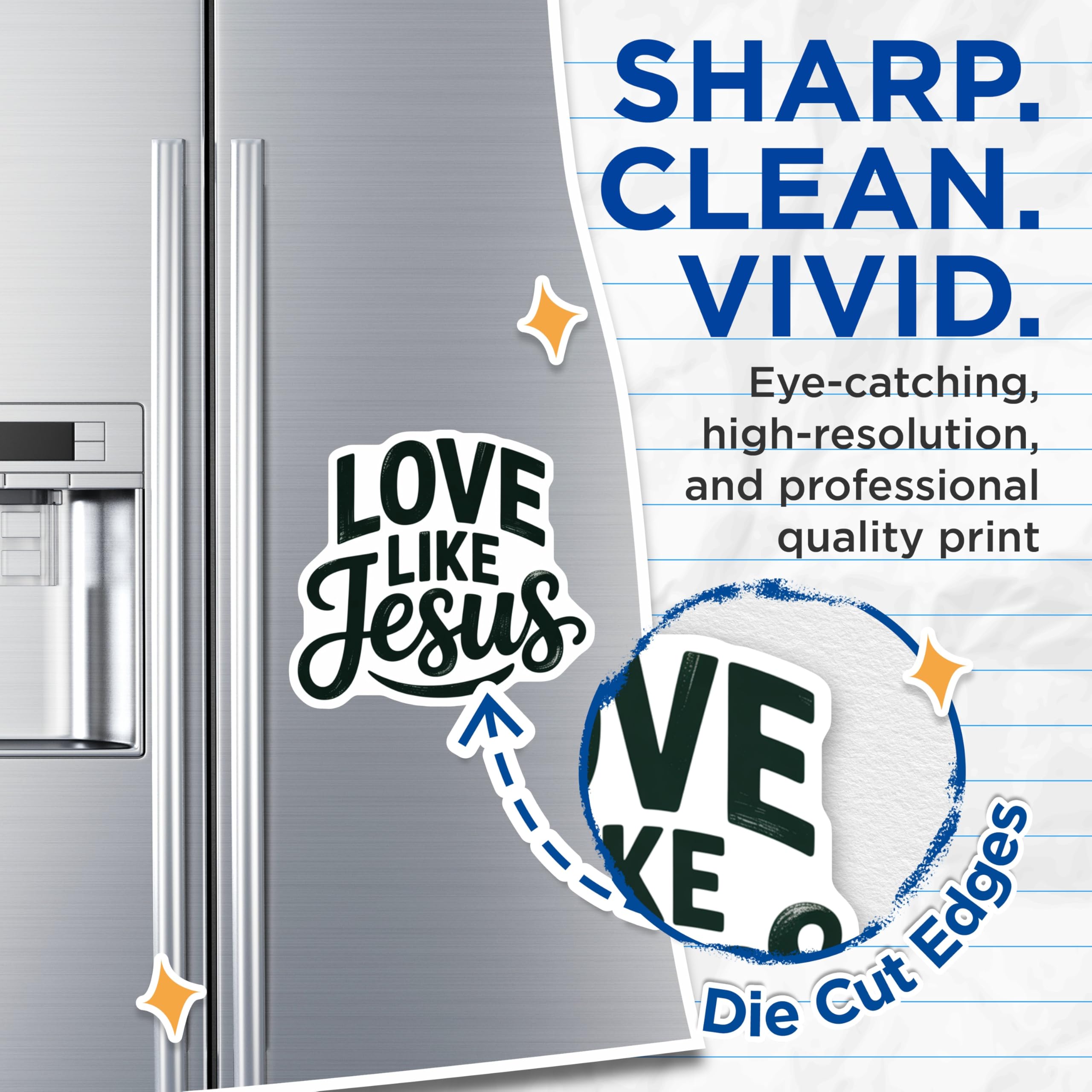 (2 Pack) Christian Magnets - Love Like Jesus Quote - Inspirational Refrigerator Decor - 5 Inches On Longest Side - Thick Durable Magnet - Made in USA - MAG19707
