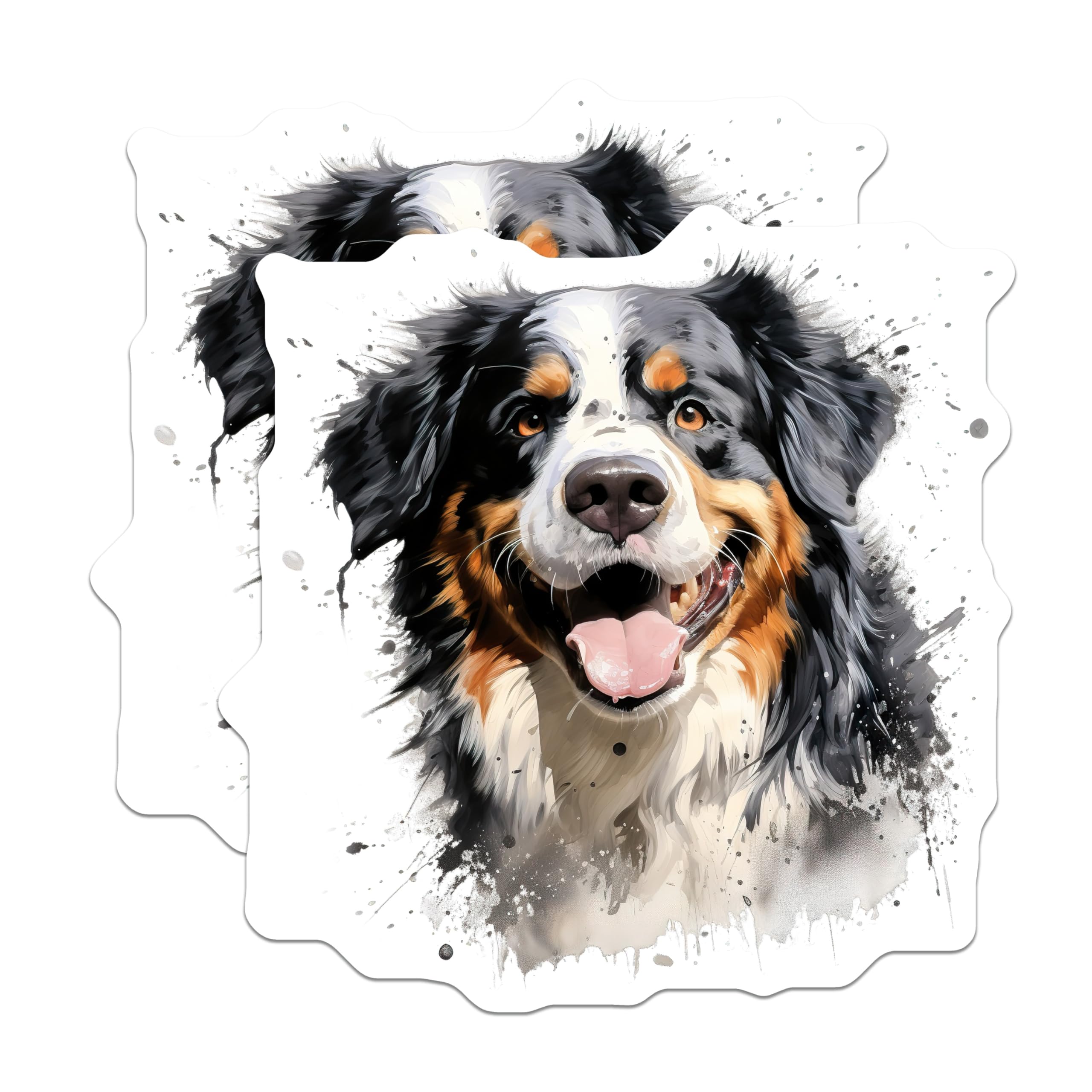 (2 Pack) Bernese Mountain Dog Magnets - Watercolor Dog Art - Happy Berner Lover Fridge Decor - 5 Inches On Longest Side - Thick Durable Magnet - Made in USA - MAG30344