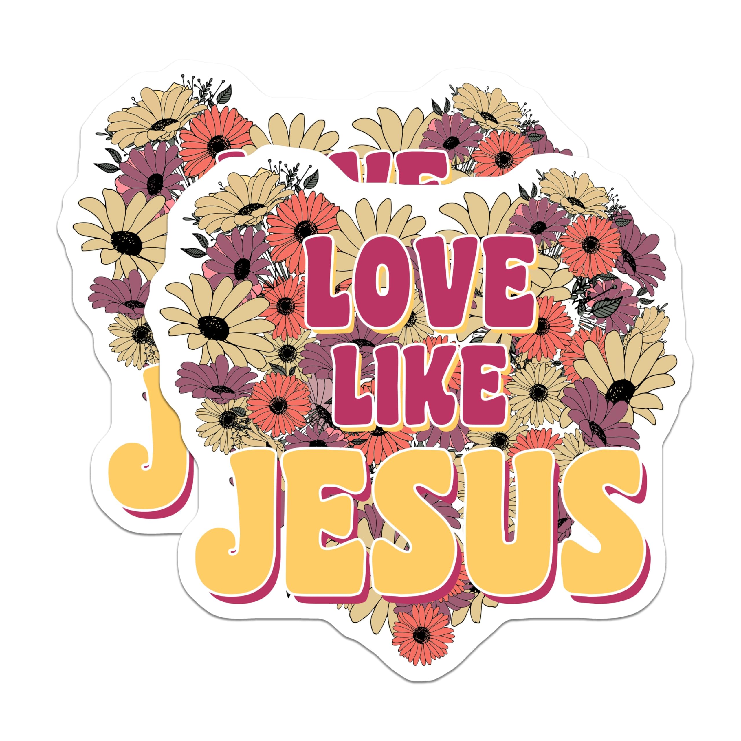(2 Pack) Floral Christian Magnets - Love Like Jesus - Religious Refrigerator Decoration - 5" On Longest Side - Premium Magnet - for Cars, Refrigerators, Toolboxes, Lockers - Made in USA - MAG16273