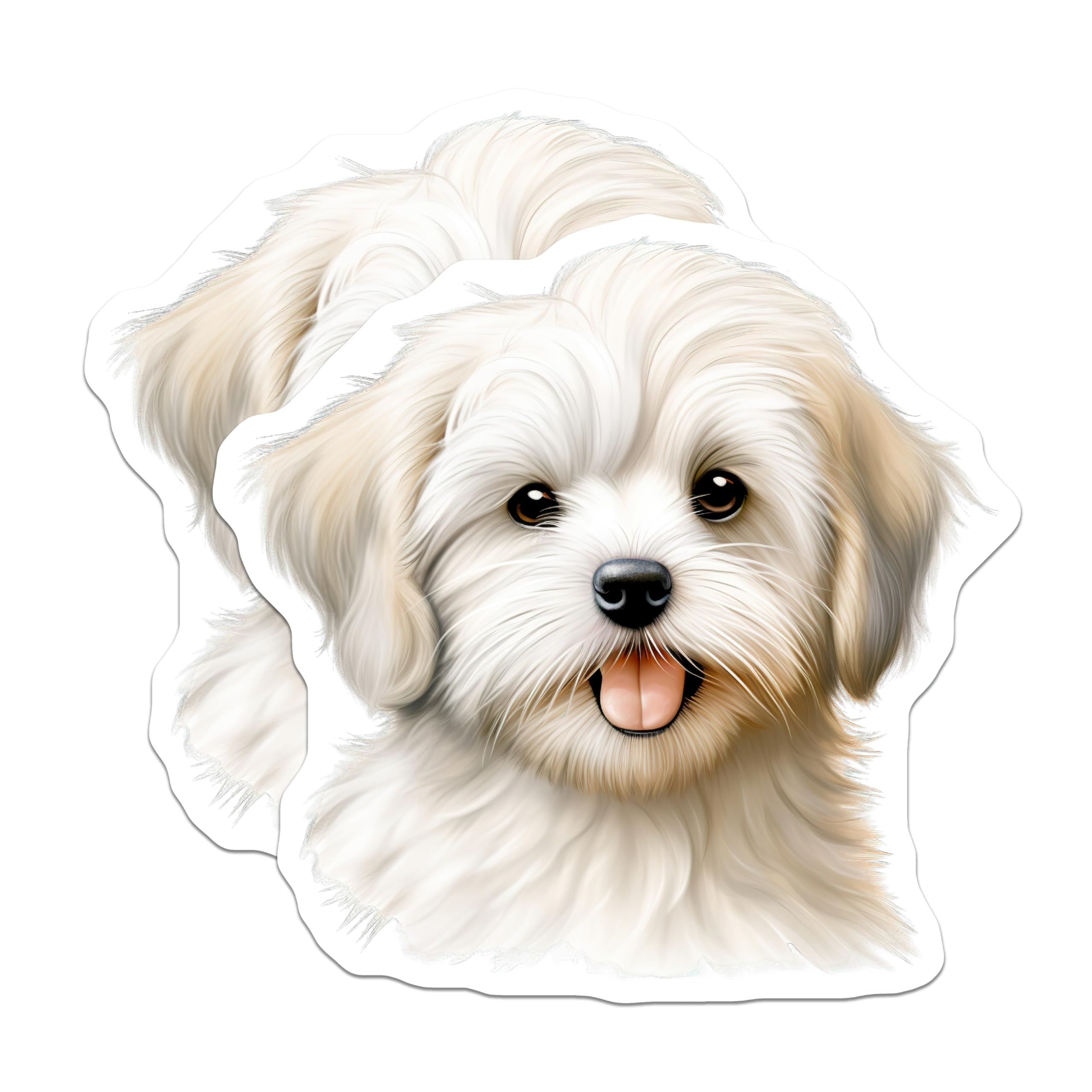 (2 Pack) Cute Puppy Magnets - Adorable Fluffy Dog Art - Happy Animal Decor for Pet Owners Kitchen - 5 Inches On Longest Side - Thick Durable Magnet - Made in USA - MAG29313