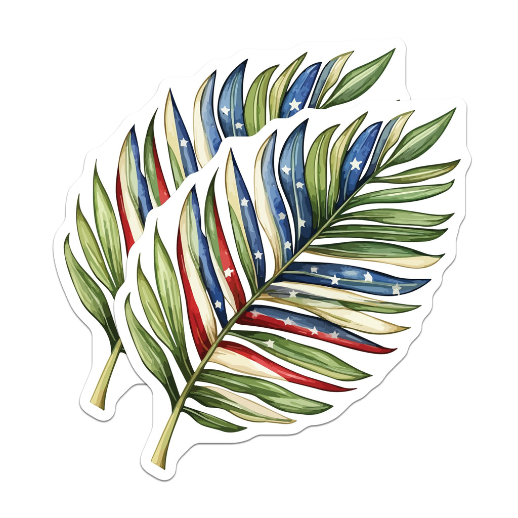 (2 Pack) American Flag Palm Leaf Magnets - Patriotic Tropical Decor - Fourth of July Refrigerator - 5 Inches On Longest Side - Thick Durable Magnet - Made in USA - MAG19902