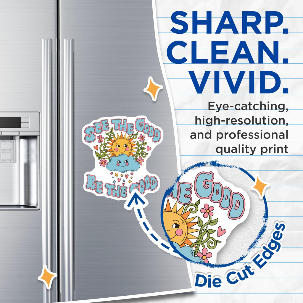(2 Pack) See The Good Magnets - Be The Good Boho Decor - Sunshine Cloud Hearts Motivational Fridge Art - 5 Inches On Longest Side - Thick Durable Magnet - Made in USA - MAG22833