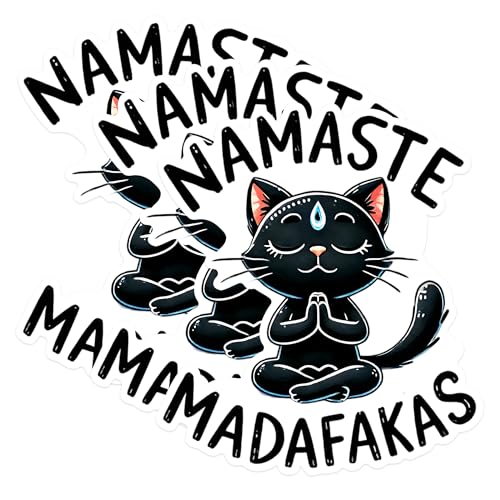 (3 Pack) Funny Yoga Cat Decals - Namaste Madakakas - Laptop Stickers - 3 Inches On Longest Side - Easy Peel & Apply - Made in USA - 3MCS1294