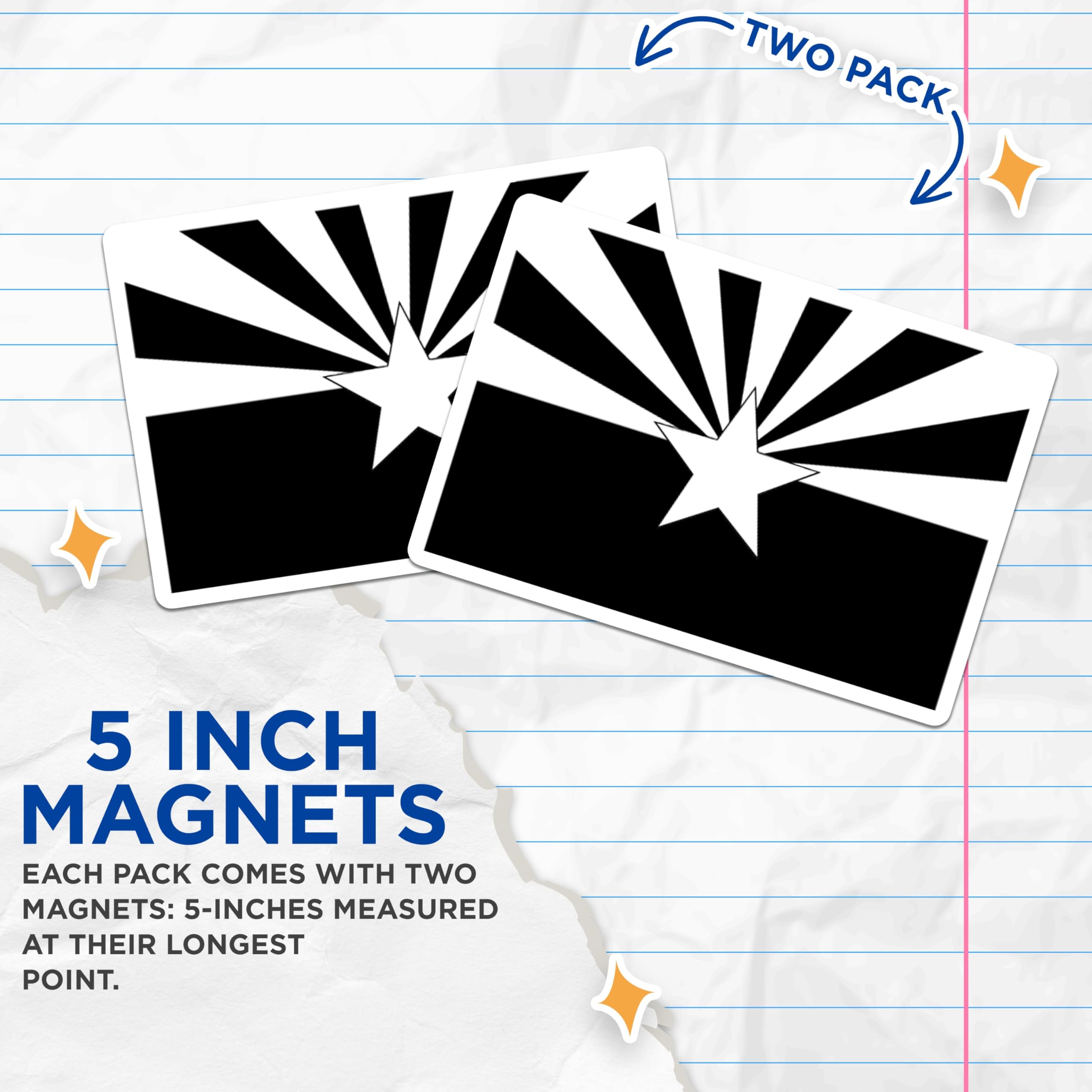 (2 Pack) Arizona Flag Magnets - Western Decor - State Pride Souvenirs - 5" On Longest Side - Premium Magnet - for Cars, Refrigerators, Toolboxes, Lockers - Made in USA - MAG18238