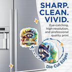 (2 Pack) Adventure Awaits Animal Art Magnets - Cute Raccoon Fridge Magnet - Adventure Animal Lovers - 5" On Longest Side - for Cars, Fridges, Toolboxes - Made in USA - MAG4534