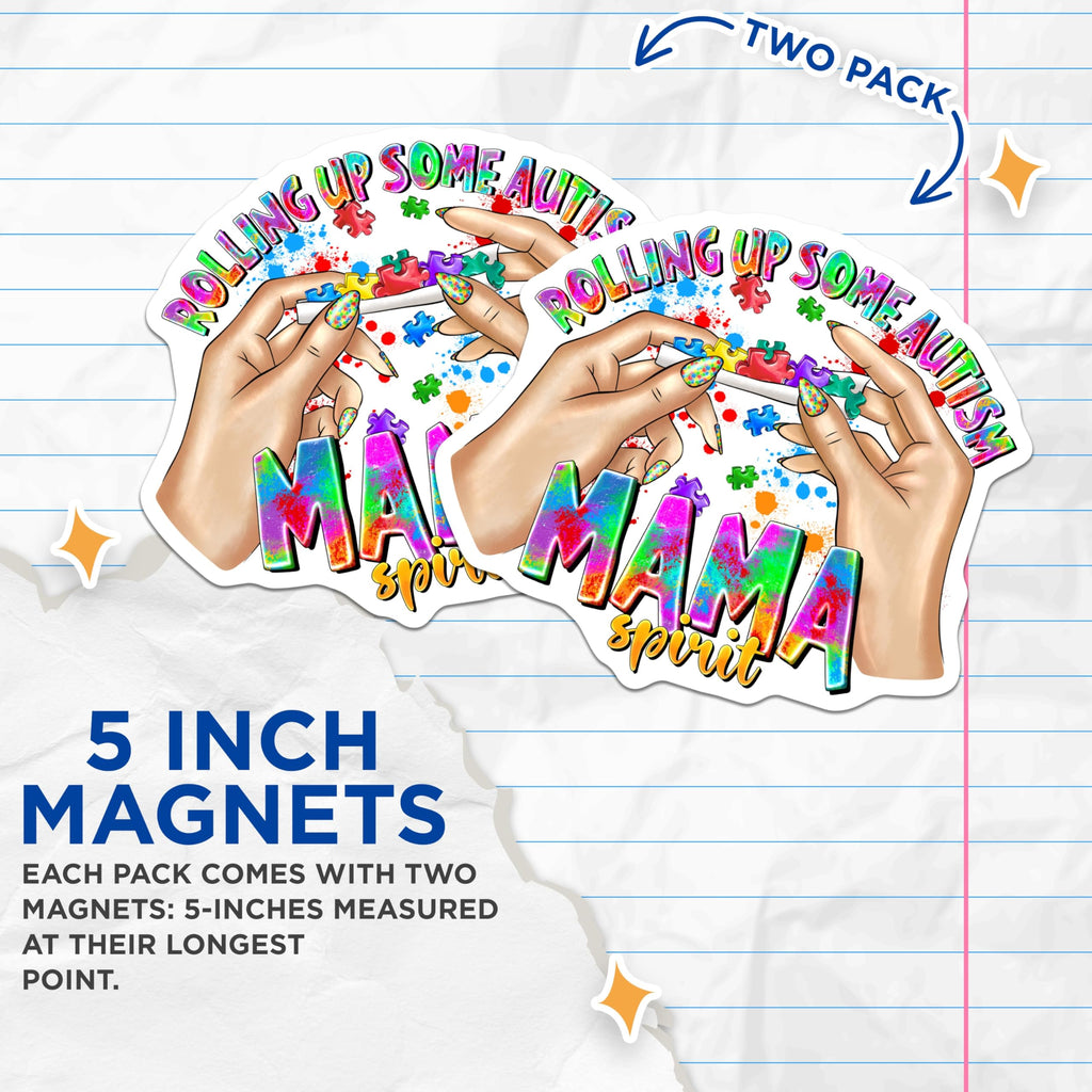 (2 Pack) Autism Mama Magnets - Neurodiversity Advocate - Special Needs Parent Support - Awareness Refrigerator Decal - 5 Inches On Longest Side - Thick Durable Magnet - Made in USA - MAG25662