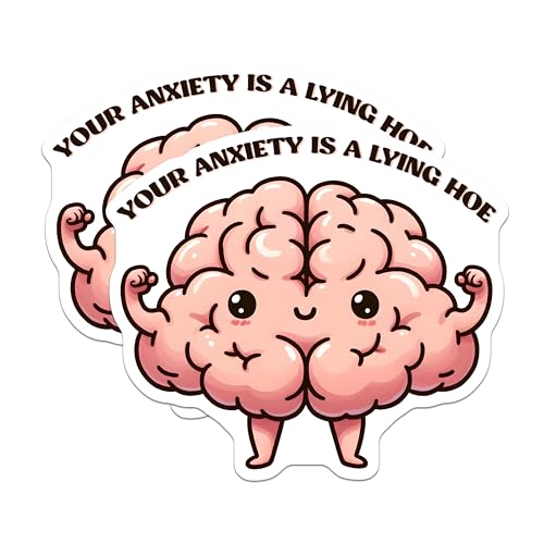 (2 Pack) Motivational Brain Magnets - Funny Quote Magnets - Cute Cartoon Magnets for Fridge Locker Office - 5" On Longest Side - for Cars, Refrigerators, Toolboxes, Lockers - Made in USA BMCS3254