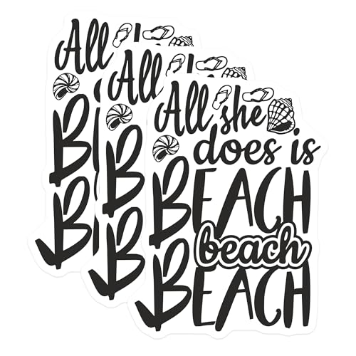 (3 Pack) Beach Life Decals - Summer Vacation - Laptop Decal - 3 Inches On Longest Side - Easy Peel & Apply - Made in USA - 3MCS7263
