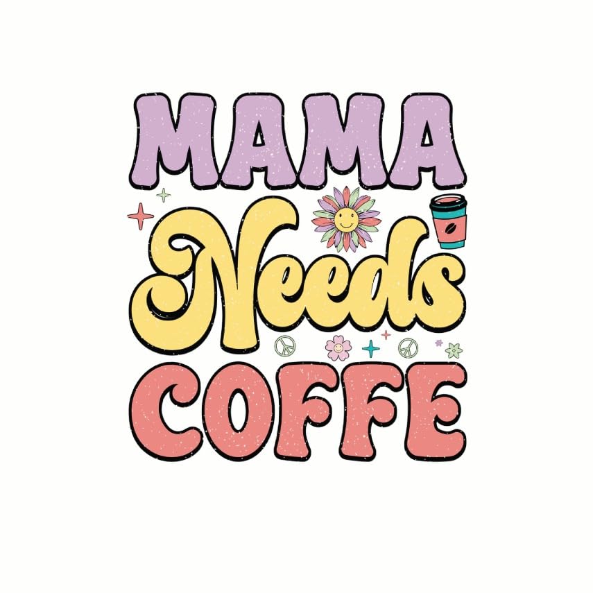 (3 Pack) Mama Needs Coffee Decals - Retro Mom Decals - Coffee Lover Sticker - 3 Inches On Longest Side - Easy Peel & Apply - Made in USA - 3MCS7728