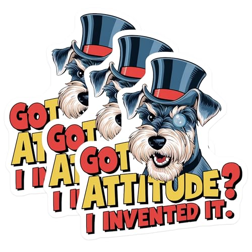(3 Pack) Attitude Dog Decals - Funny Dog Stickers - Snauzer Laptop Decals - 3 Inches On Longest Side - Easy Peel & Apply - Made in USA - 3MCS7292