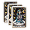 (3 Pack) Drama Queen Decals - Skeleton Tarot - Laptop Decal - 3 Inches On Longest Side - Easy Peel & Apply - Made in USA - 3MCS4161