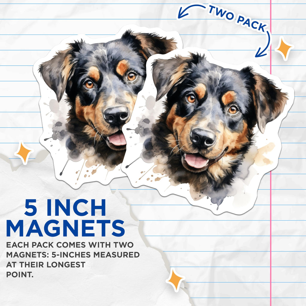 (2 Pack) Bernese Mountain Dog Magnets - Watercolor Dog Lover Art - Fridge Kitchen Decor - 5 Inches On Longest Side - Thick Durable Magnet - Made in USA - MAG26752